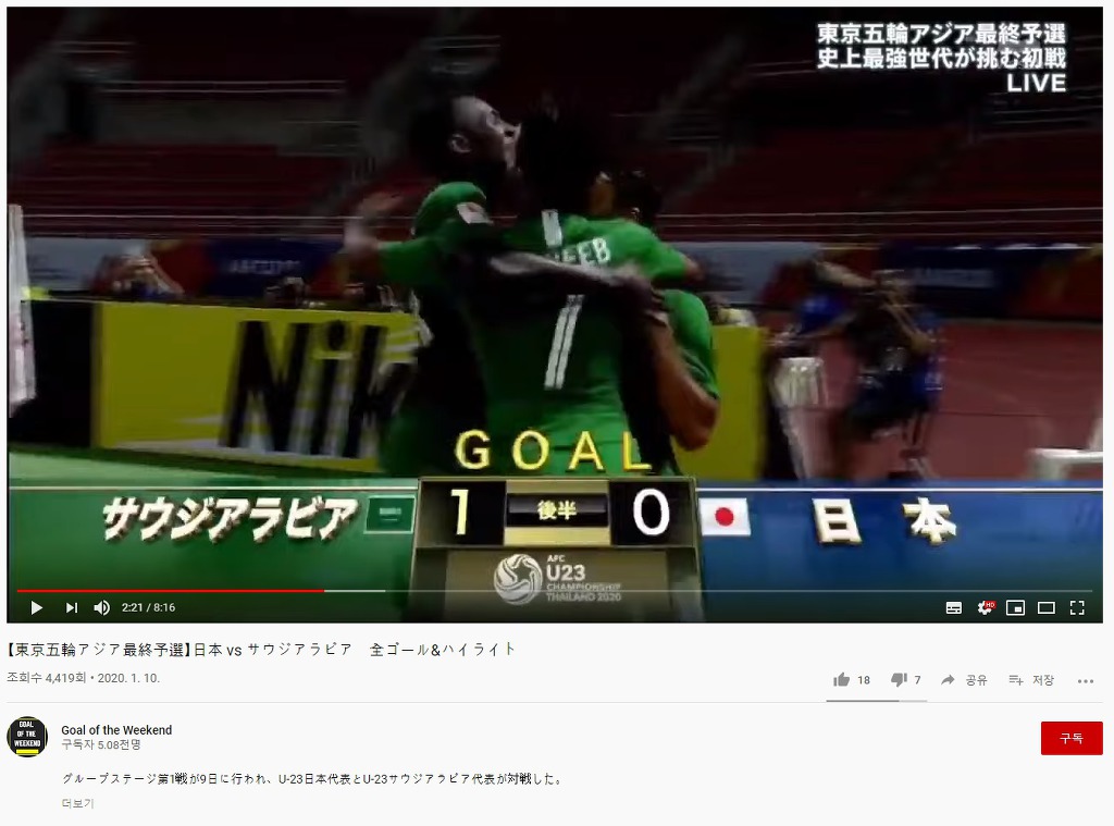 AFC U-23 일본 경기 중계한 TV 아사히의 코미디