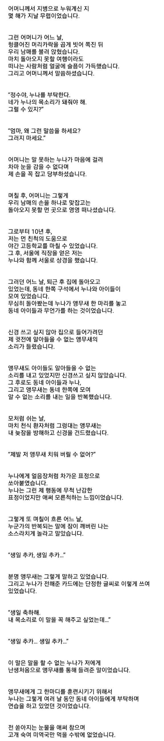 말 못하는 누나의 생일상