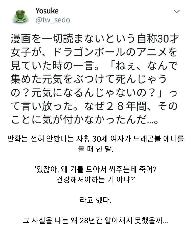  만화 안보는 30세 여자의 드래곤볼 의문점