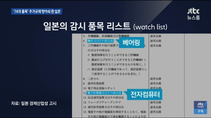 워치리스트 74개 품목   추가규제 방아쇠 쥔 일본