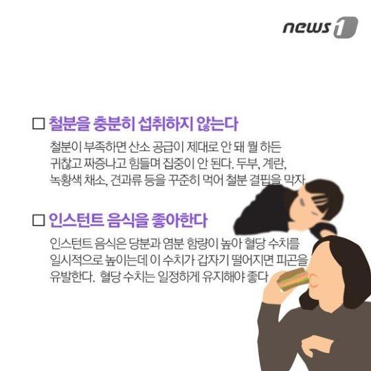 피곤을 부르는 `나쁜 습관 체크리스트`