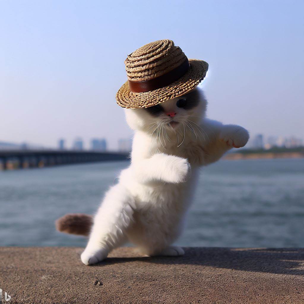 생성형 AI,태극권을 하고 있는 고양이 그림 그려줘