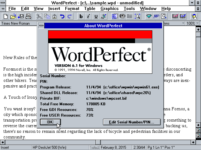 word perfect versions