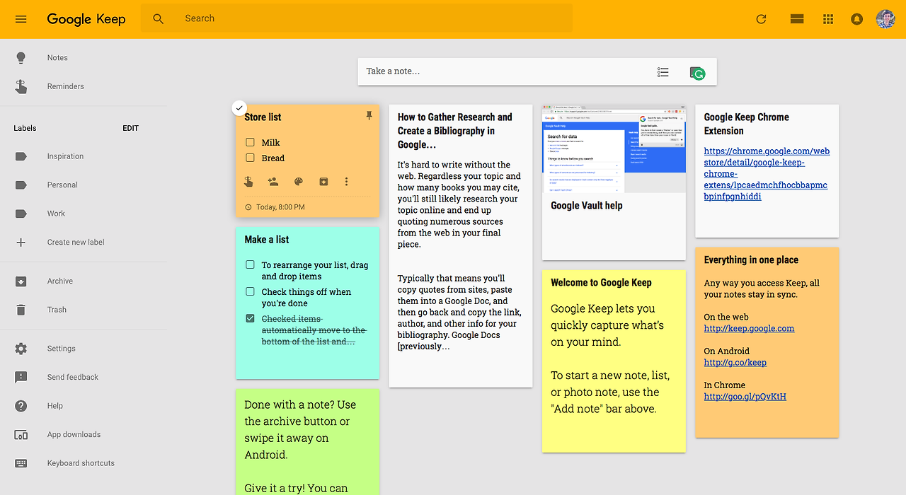 Google keep todo list 