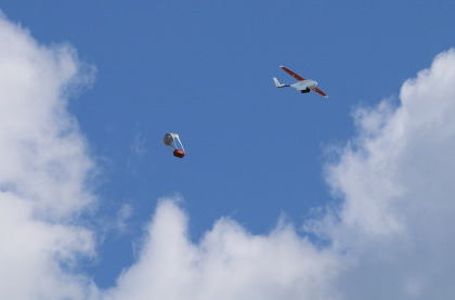 Zipline drone dropping supplies