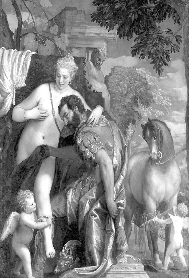 에로스에 의해 서로 맺어지는 아프로디테와 아레스, Paolo Veronese, 1570년대