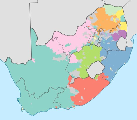남아프리카 공화국의 언어 분포