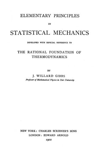 통계 역학의 기본 원리(Elementary Principles in Statistical Mechanics)