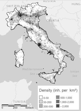 이탈리아의 인구 밀도