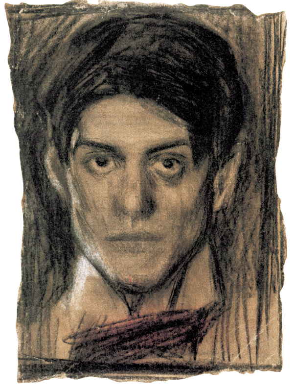 〈소묘 자화상〉, 소묘, 1899~1901, 22.5×16.5cm, 프랑스 파리 피카소 박물관