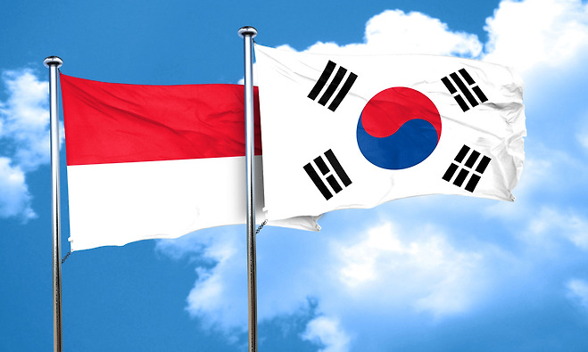 인도네시아와 한국의 국기