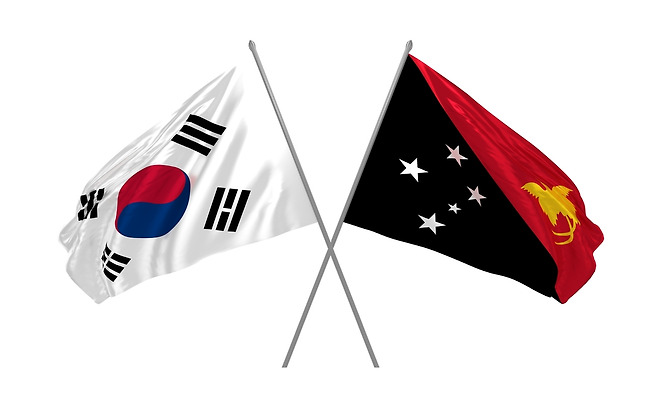 대한민국과 파푸아뉴기니의 국기 