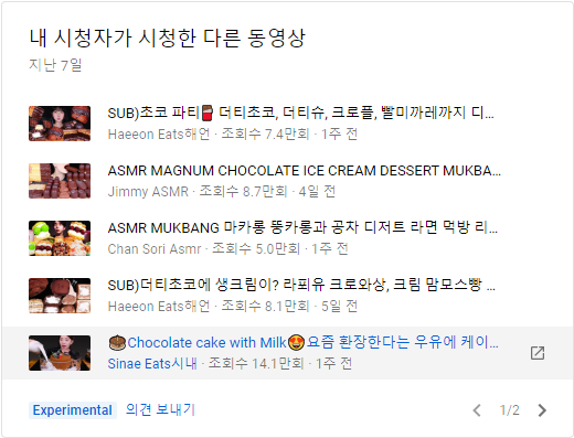 Youtube '내 시청자가 시청한 다른 동영상' 기능