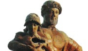 제우스와 가니메데스, 테라코타, 기원전 470년경, 올림피아에서 출토