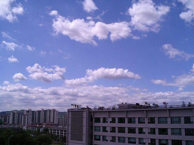너무나도 맑은 하늘과 예쁜 구름, 마치 CG 같다.