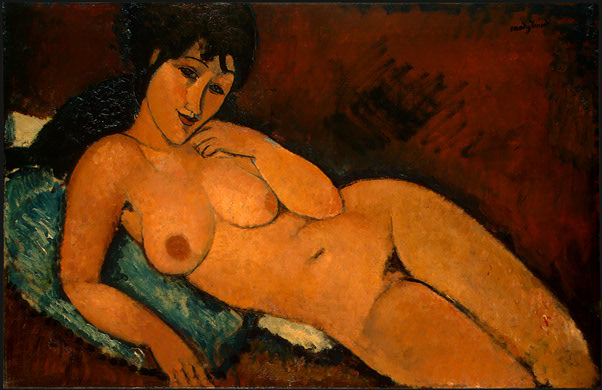 Nude on a Blue Cushion, 1917, oil on linen, .654 x 1.009 m, Chester Dale Collection