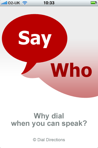 Say Who by Dial Directions, Splash Screen