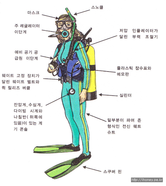 스쿠바 다이빙 착용모습