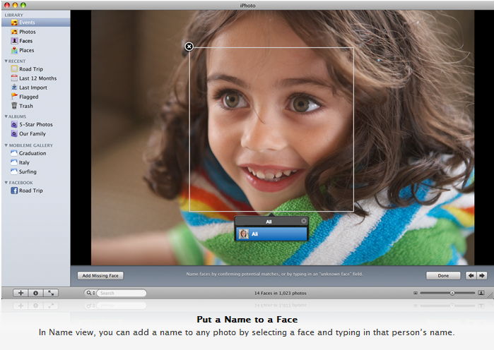iPhoto 09 with Face Recognition