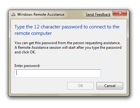 remote assitance password