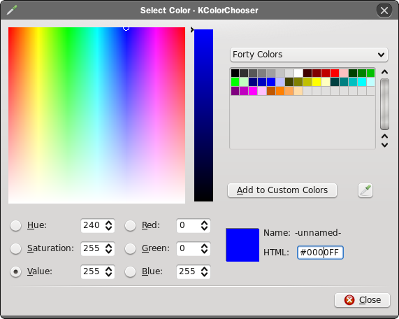 KColorChooser - 색상선택기