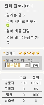 아라의 영어 제대로 배우기 목록과 통계 정보