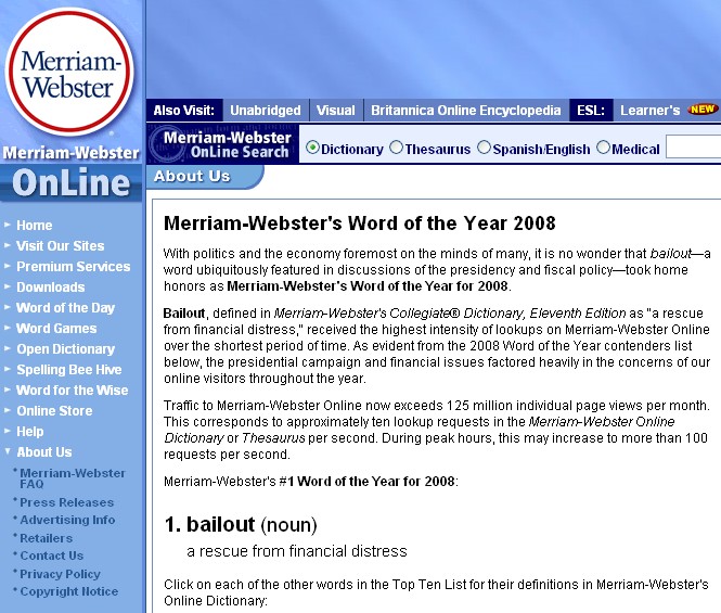 bailout - word of the year 2008(M-W)