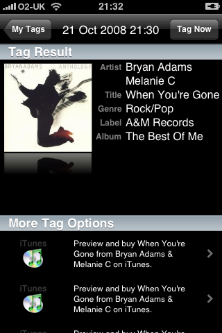 iPhone Apps - Shazam: Music Recognition Result