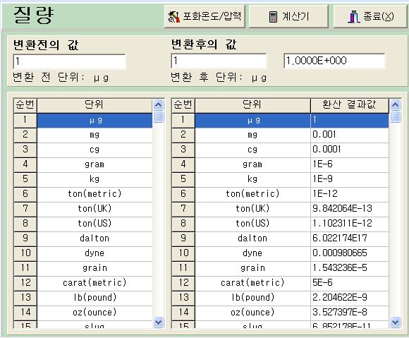 단위 환산 프로그램