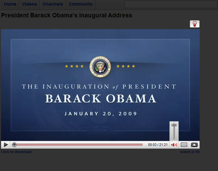 barak obama youtube page