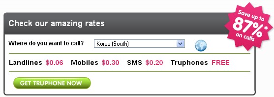 truphone rates - Korea
