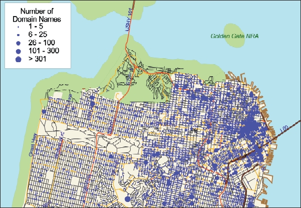 사이버스페이지 지도(Atlas of Cyberspace) - 도메인네임 분포도