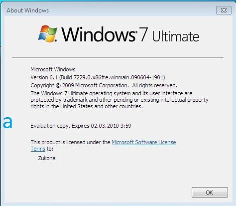 Windows 7 Ultimate Build 7229 ( 출처 : Windows 7 Center )