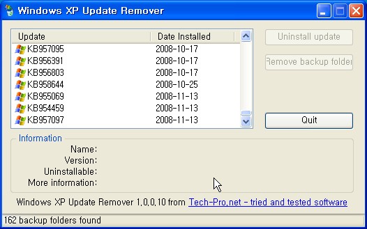 win XP update remover
