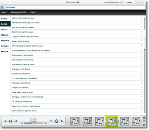 grooveshark 검색결과