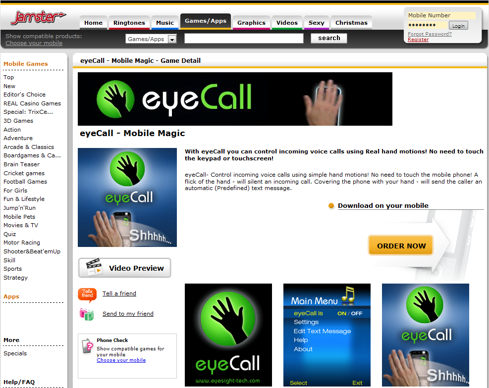 eyeCall being sold on Jamster