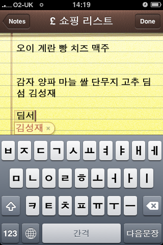 Korean Typo Correction on iPhone - 김성재