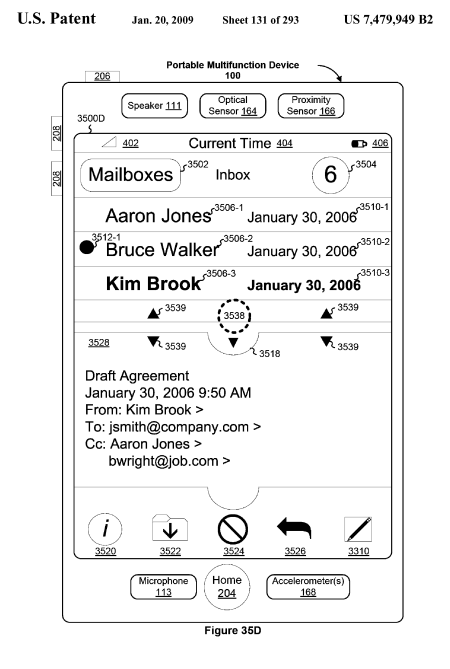 Apple iPhone Touch UI Patent: Basic Apps