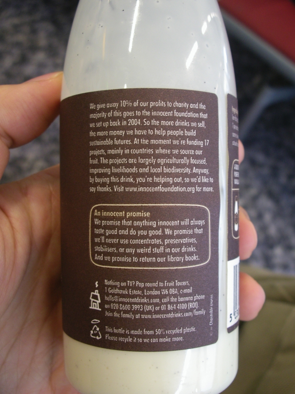 Smoothie Label from Innocent Drinks
