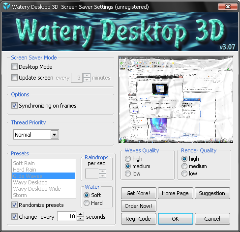 Watery Desktop 3D 물방울 화면보호기