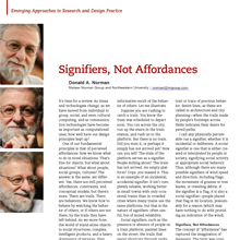 Signifier, Not Affordance, a column by Don Norman