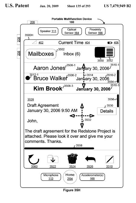 Apple iPhone Touch UI Patent: Basic Apps
