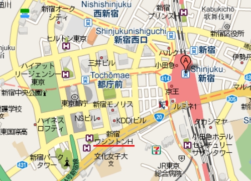 구글맵(Google Maps) 일본 동경 신주쿠역 일대 : 영어 지원의 예