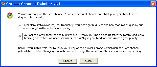 Chrome Channel Switcher