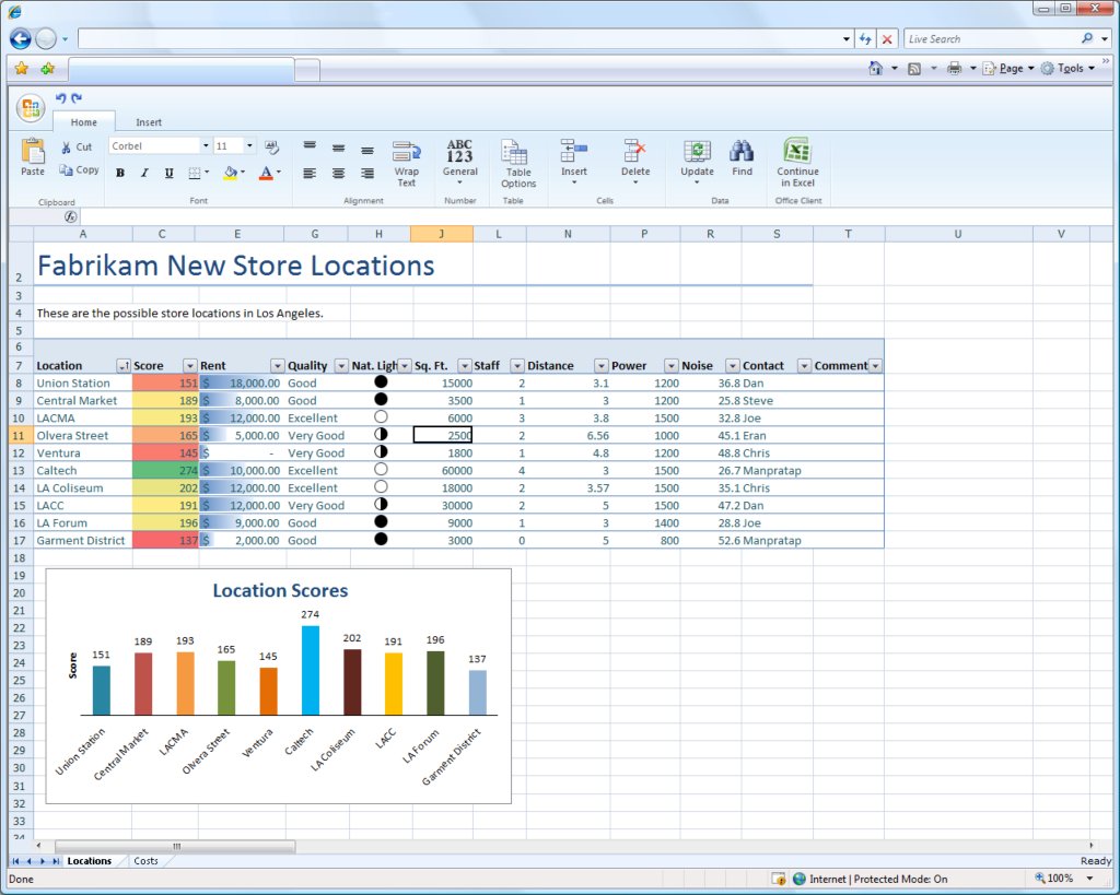 ms office web component(excel)