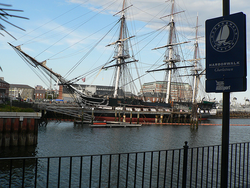 USS Constitution, from Harborwalk in Charlestown, Boston