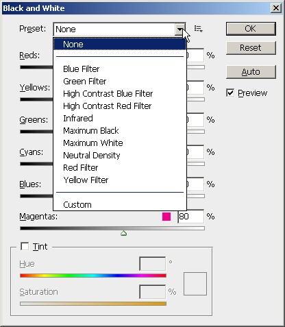 Black and White Preset