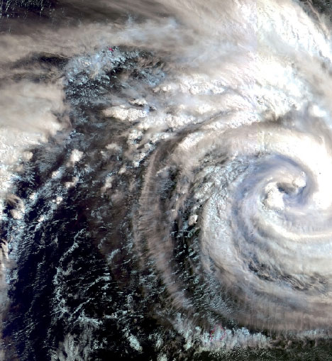 기상위성이 찍은 태풍의 모습