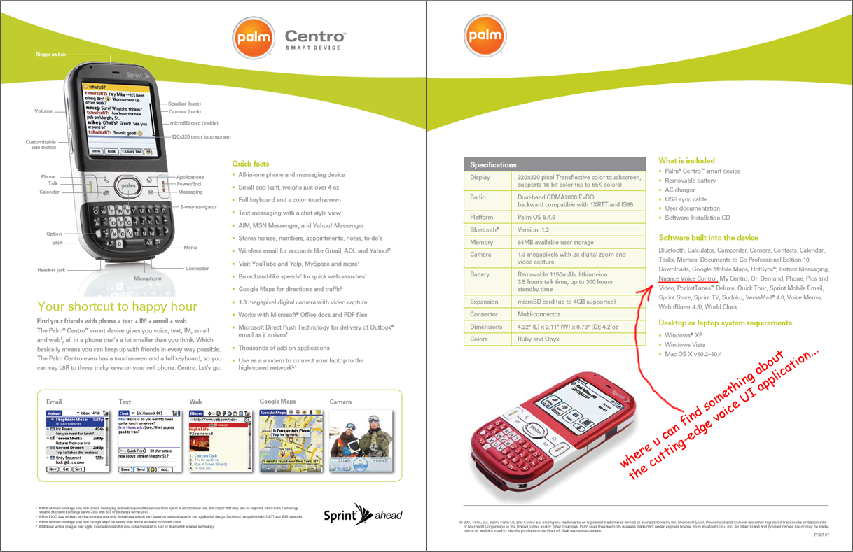 'Voice Control' introduced on Centro brochure.