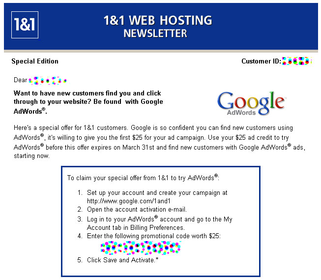 1and1.com newsletter